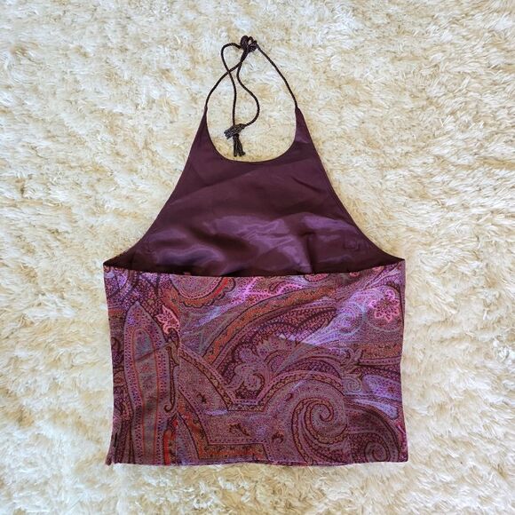 ANN TAYLOR Paisley Halter Neck Top  Purple Size 6P Y2K Friends 90s Fairy Boho - Picture 8 of 9